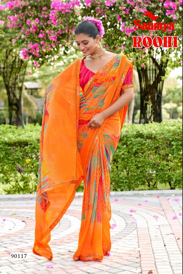 Roohi By Saumya Daily Wear Georgette Printed Sarees Wholesale Online